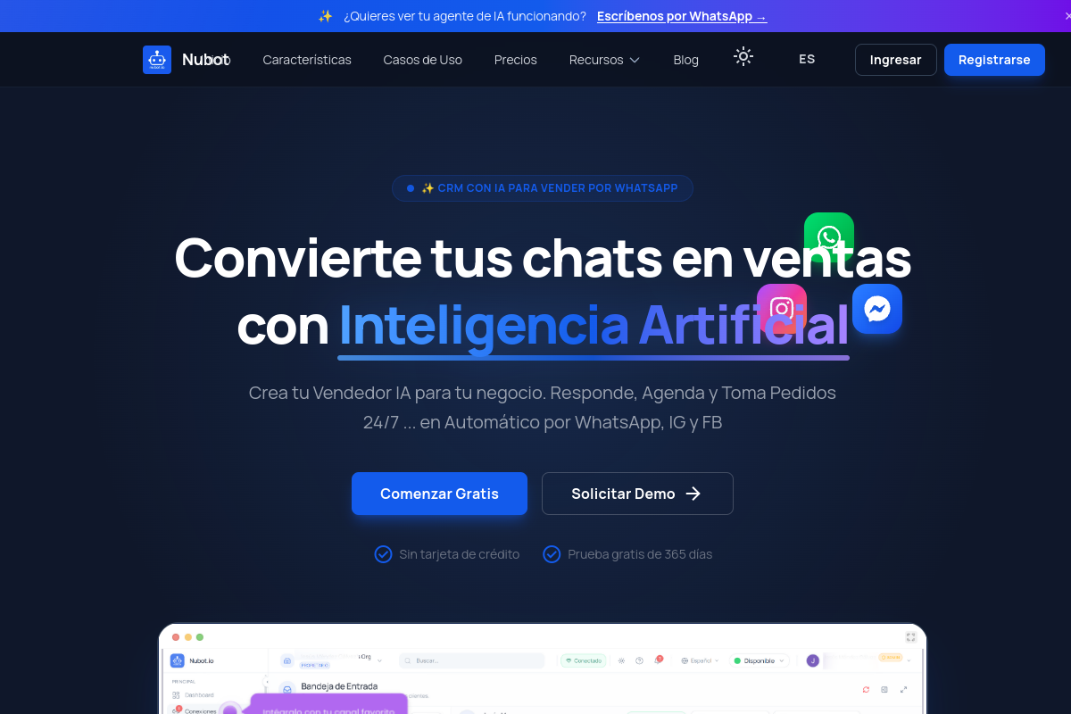 Screenshot of the Nubot website
