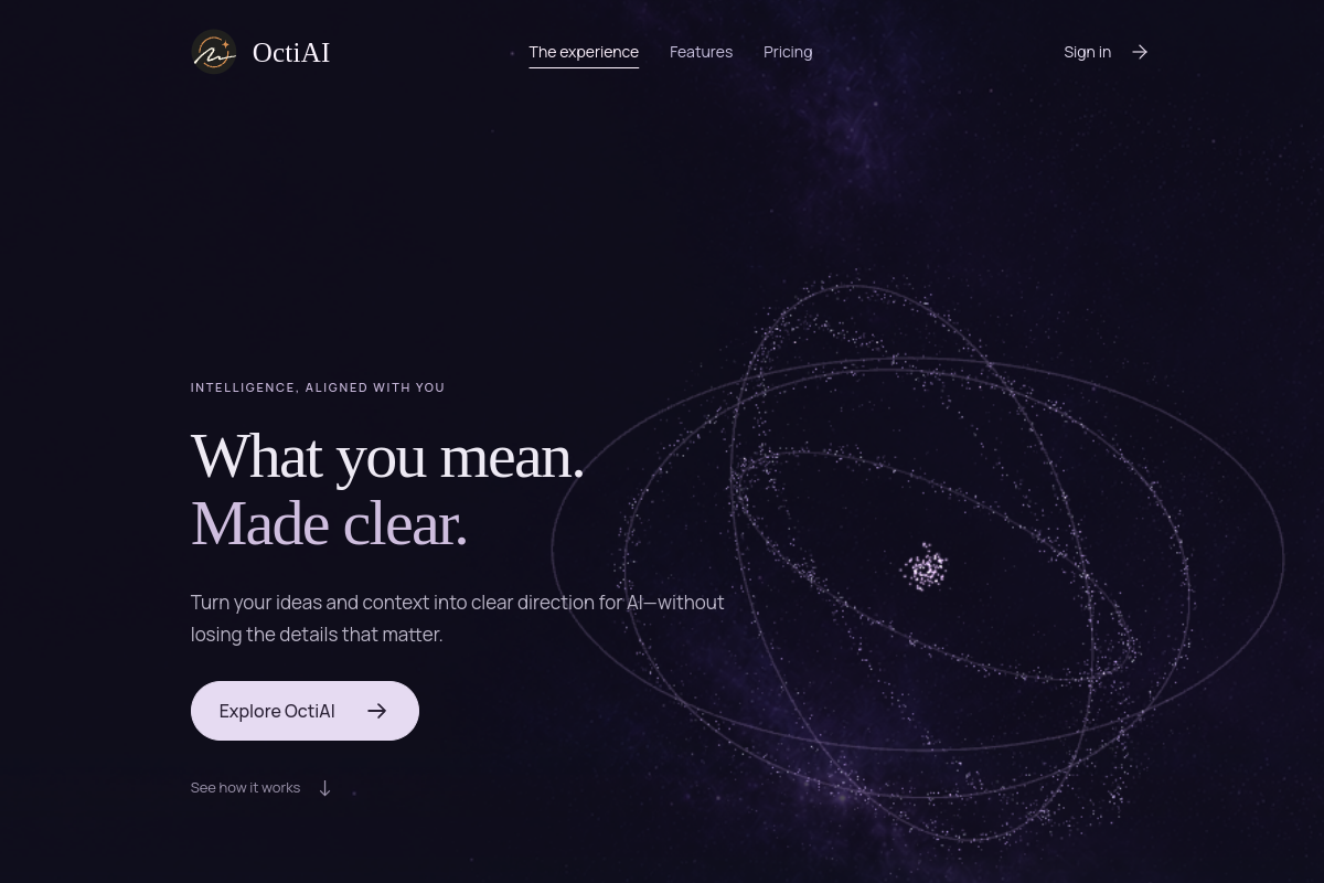 Screenshot of the OctiAI website