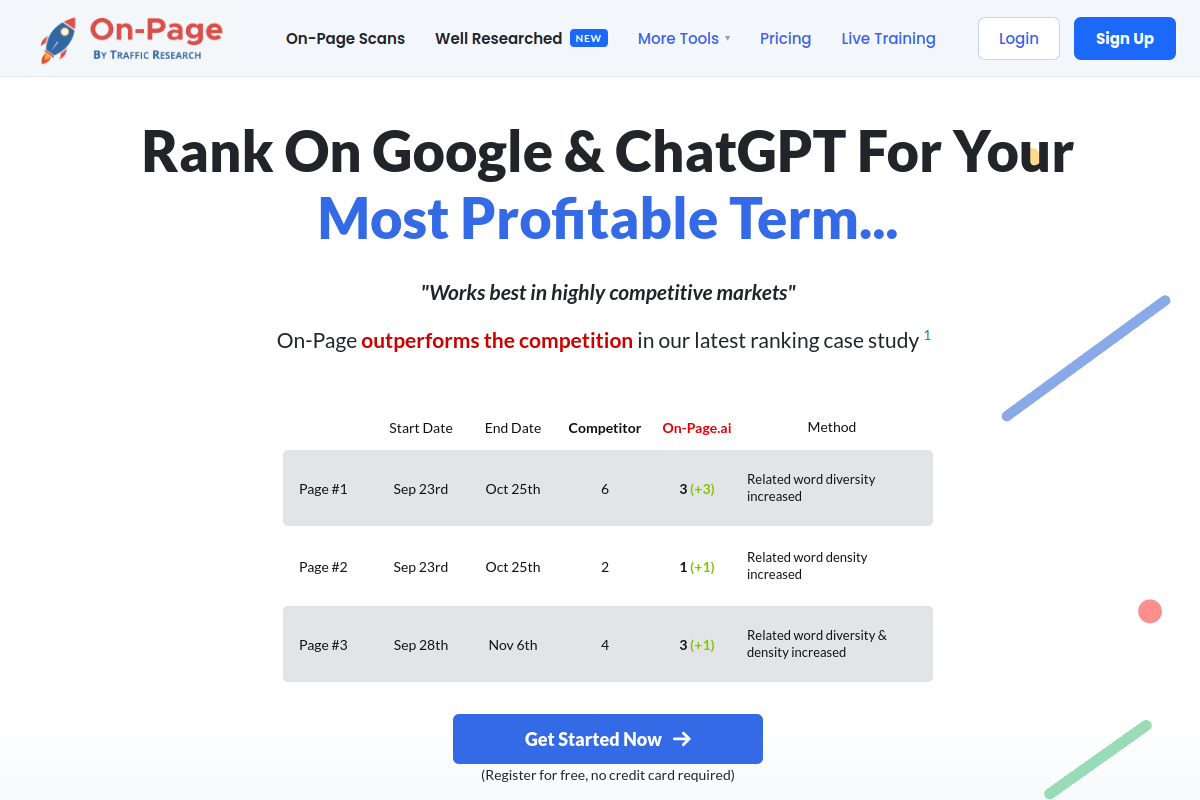 Screenshot of the On-Page.ai website