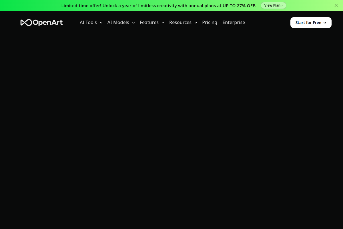 Screenshot of the OpenArt website