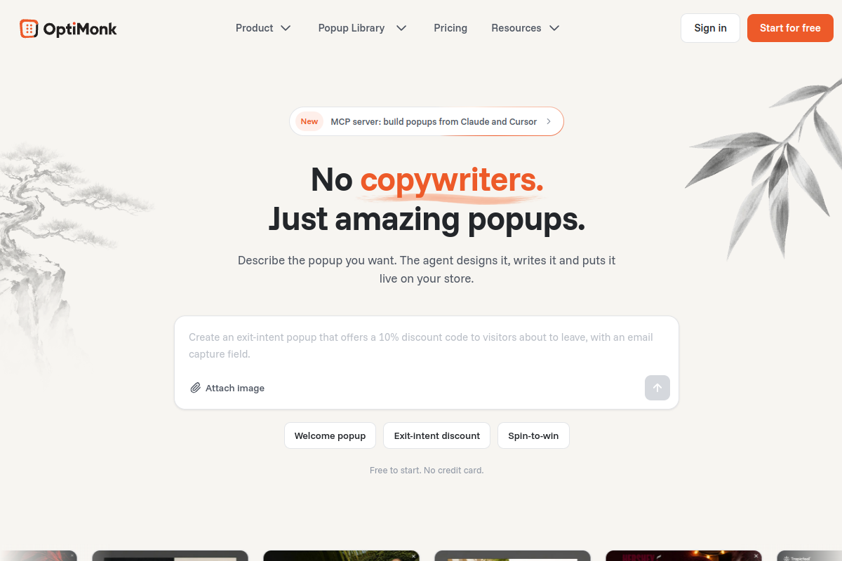 Screenshot of the OptiMonk website