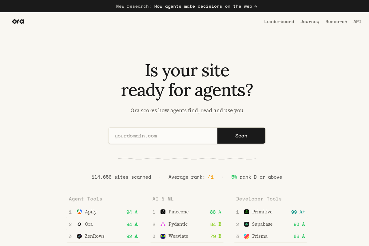 Screenshot of the Ora.ai website