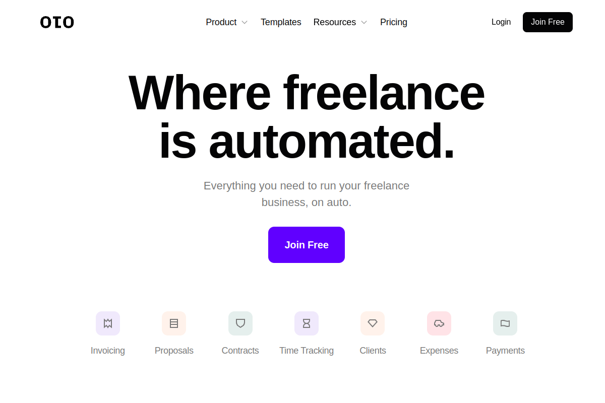 Screenshot of the OTO work website