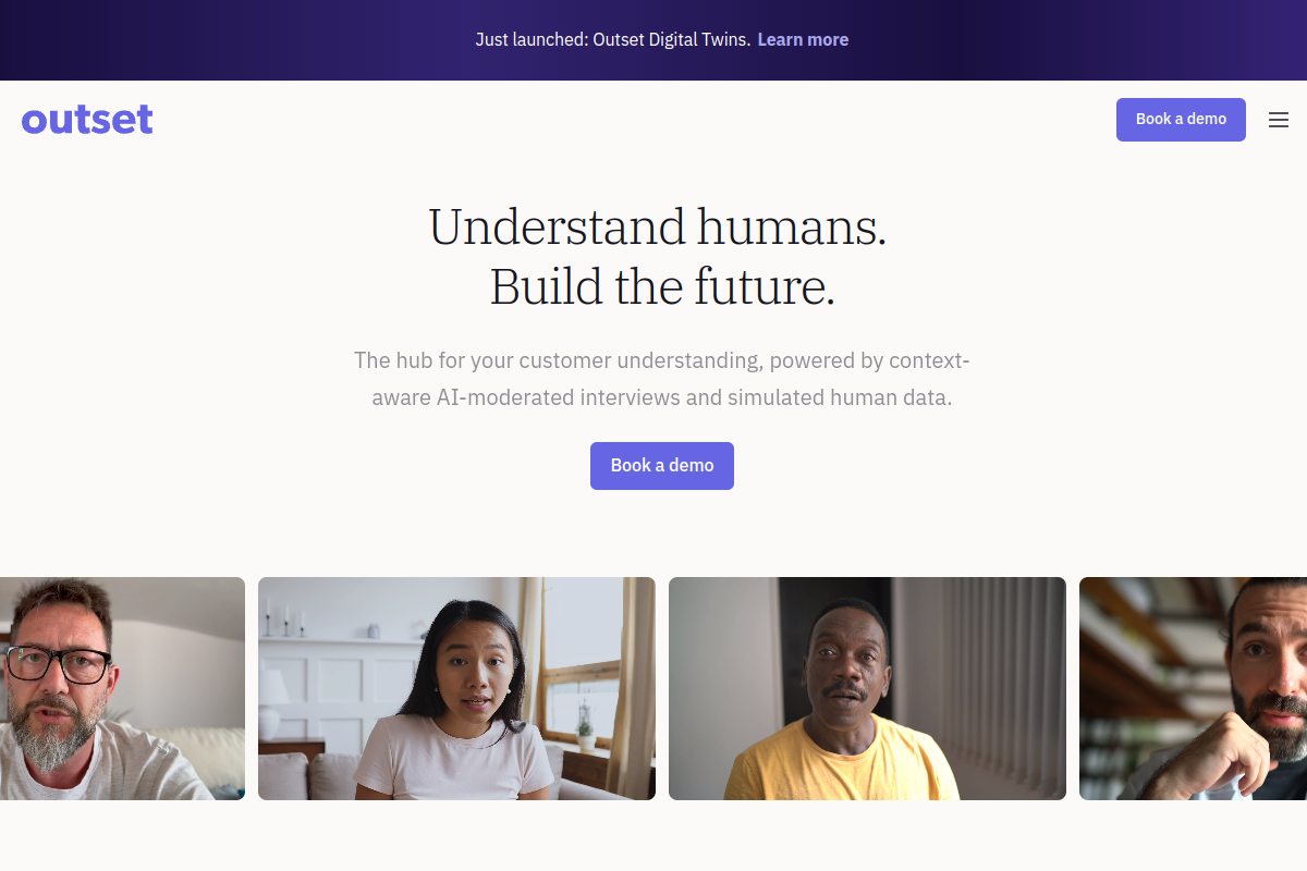 Screenshot of the Outset website