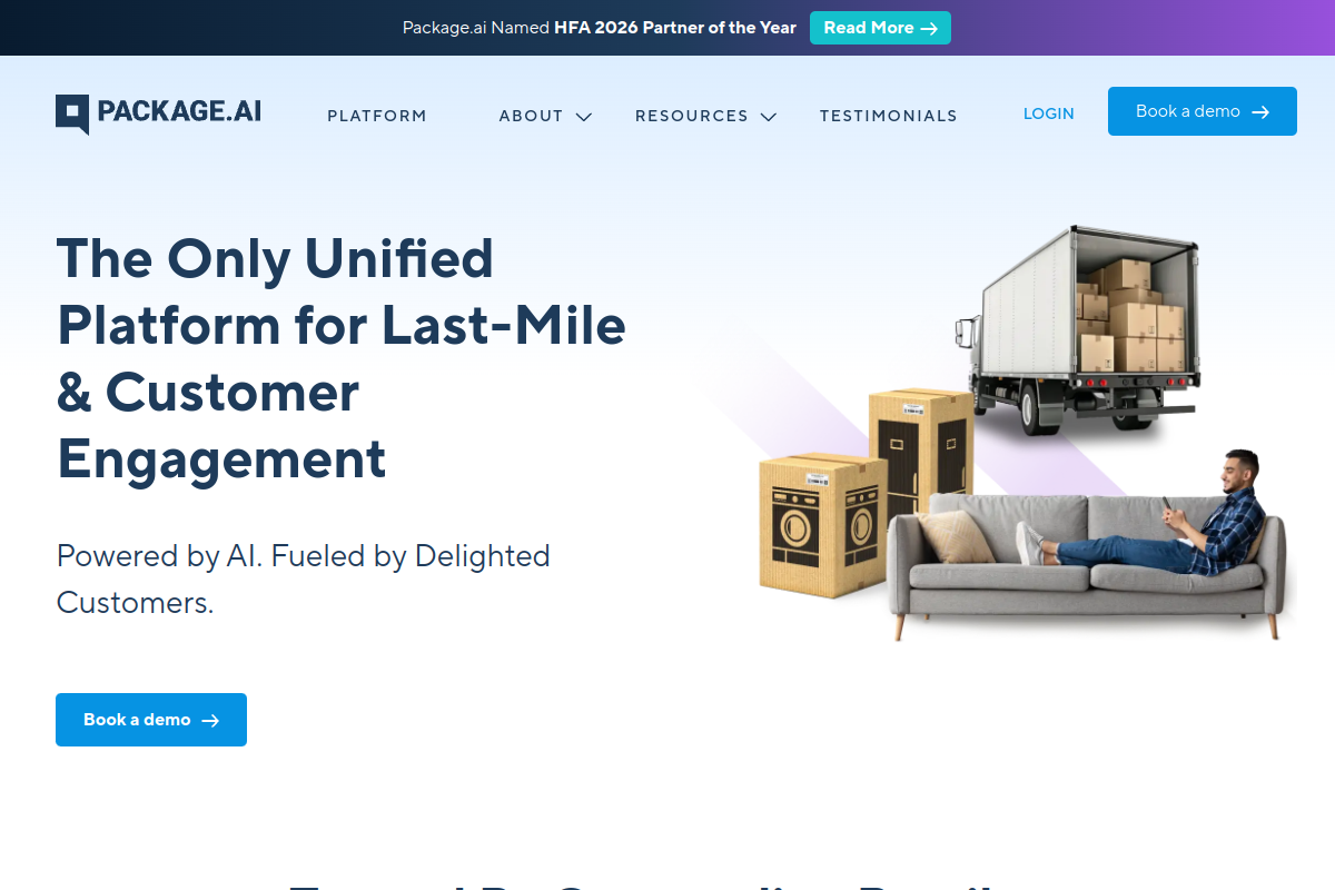 Screenshot of the PackageAI website