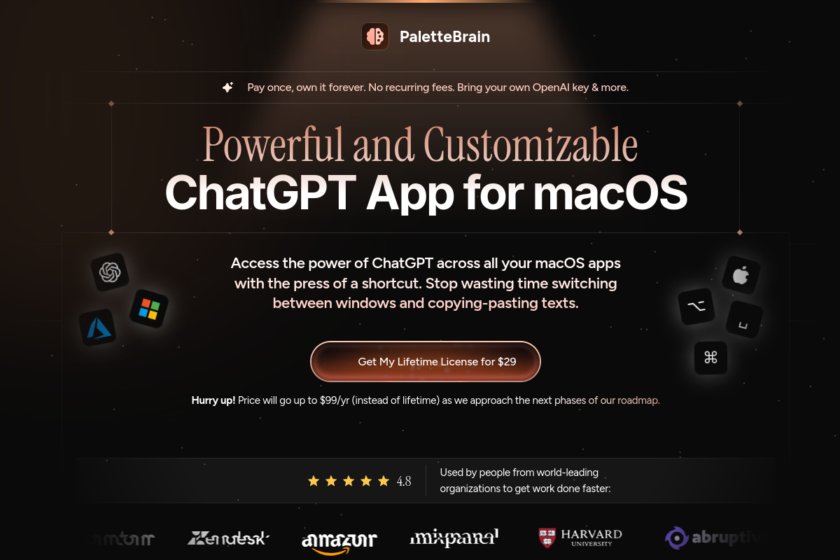Screenshot of the PaletteBrain website