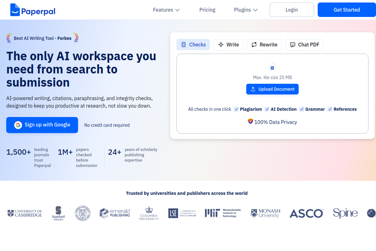 Screenshot of the PaperPal website