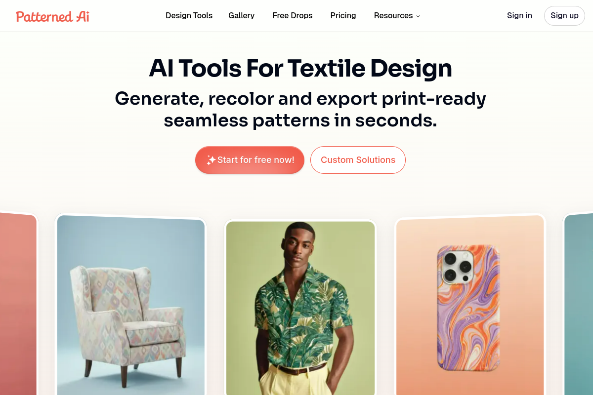 Screenshot of the PatternedAI website