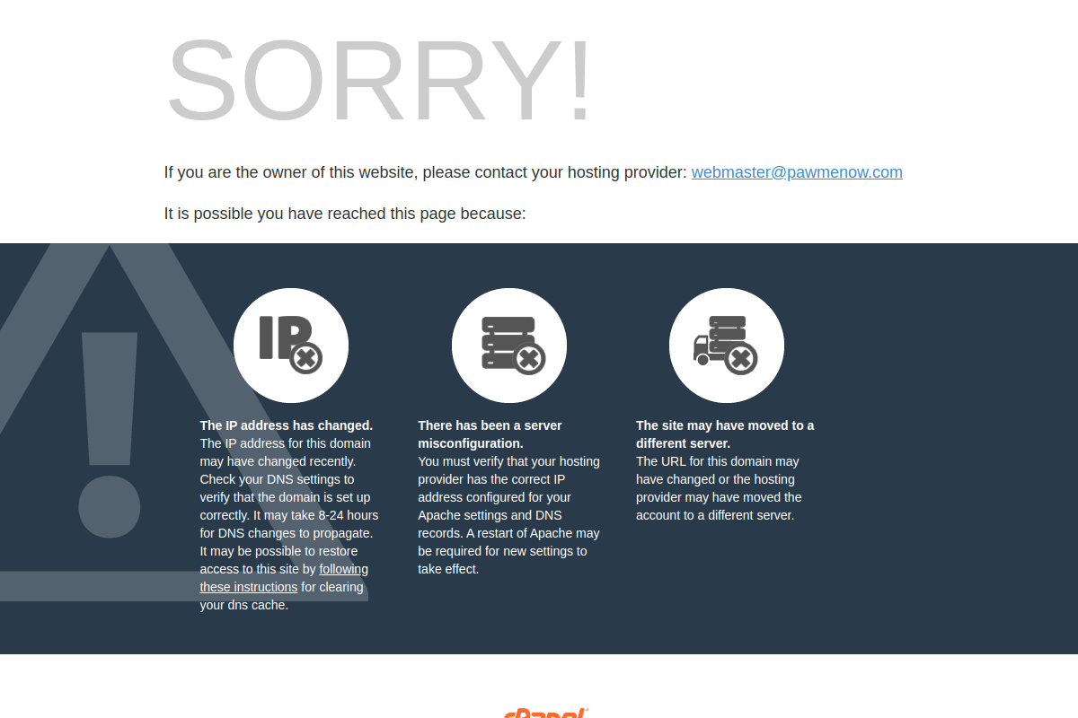 Screenshot of the Pawmenow website