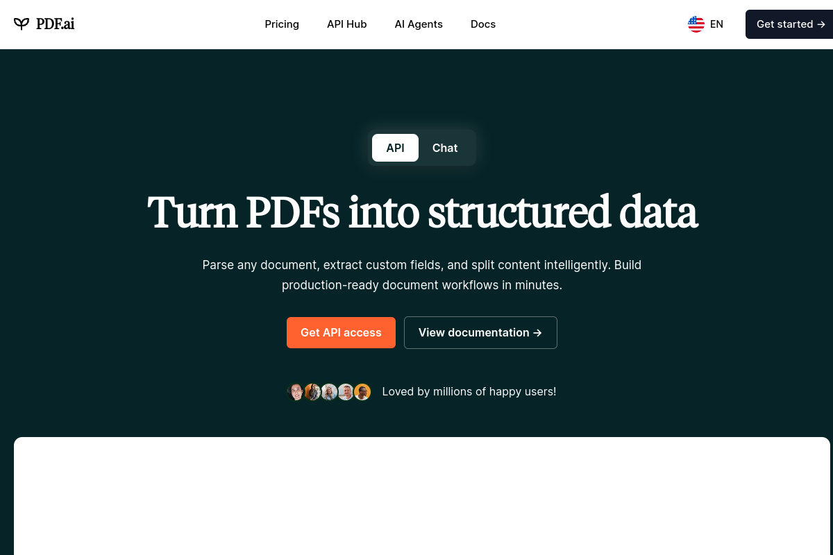 Screenshot of the PDF.AI website