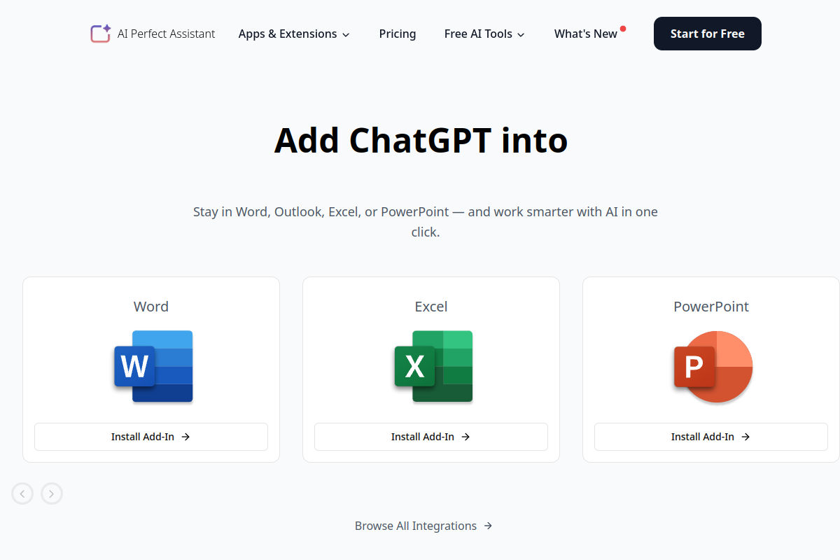 Screenshot of the AI Perfect Assistant website