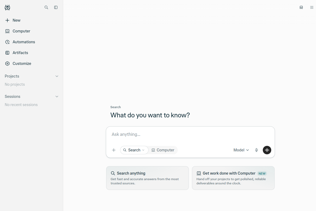 Screenshot of the Perplexity website