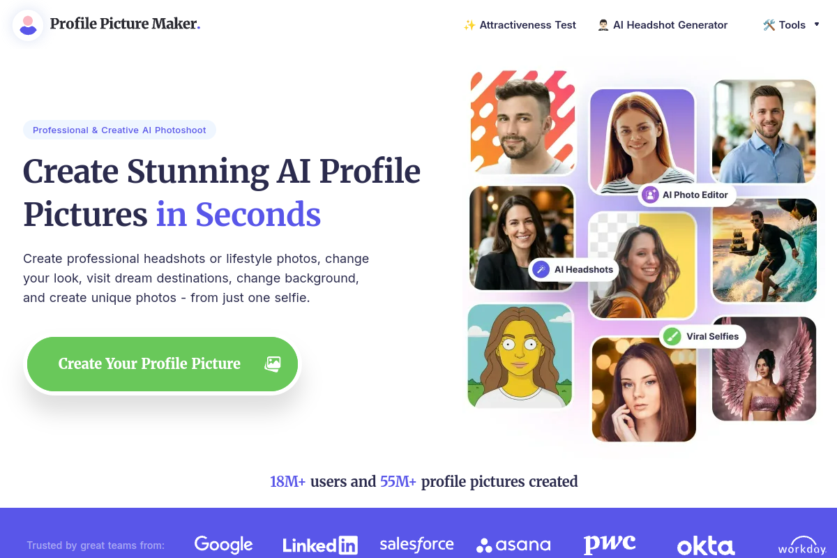 Screenshot of the Pfpmaker website