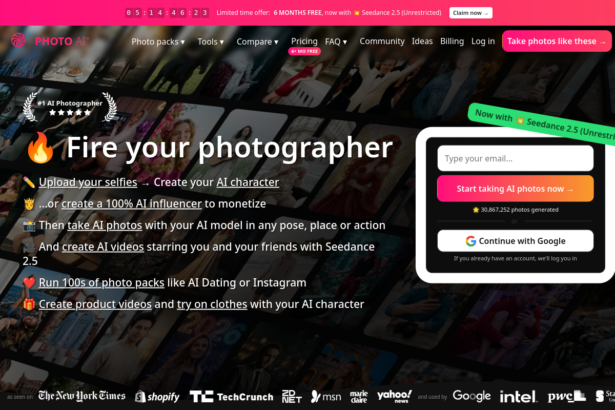 Screenshot of the Photo AI website
