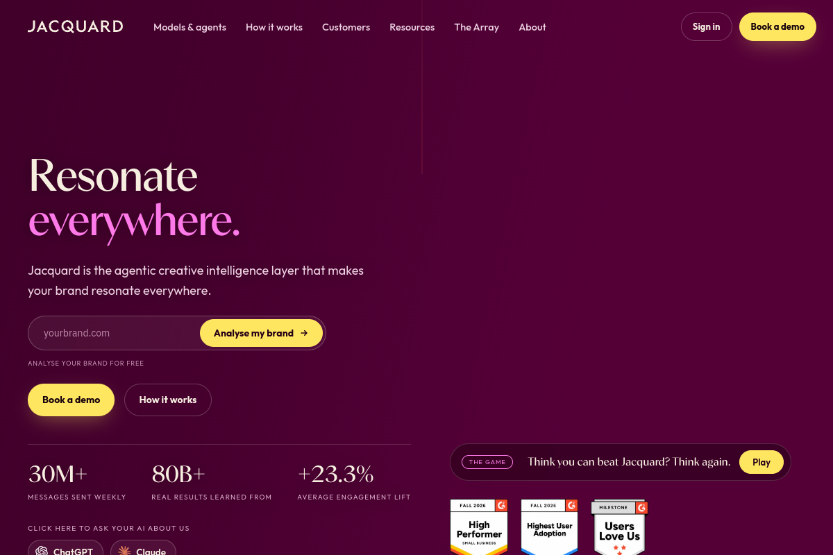 Screenshot of the Phrasee website