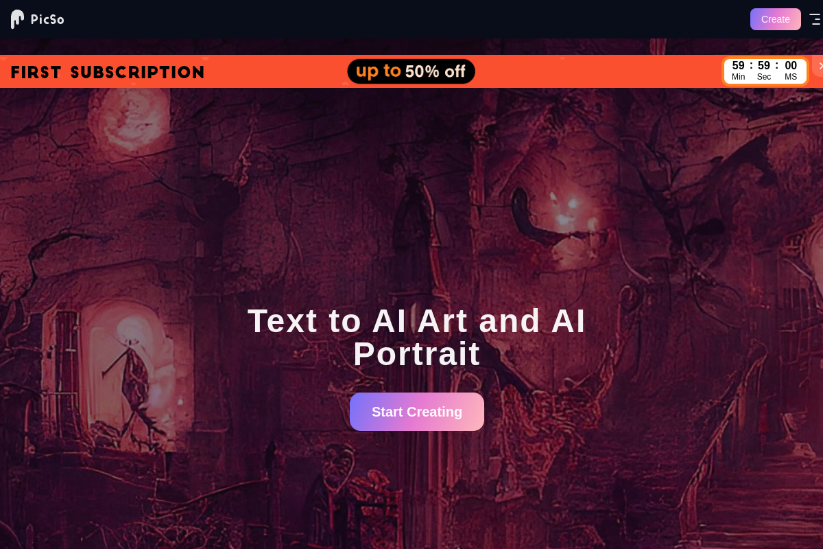 Screenshot of the PicSo website
