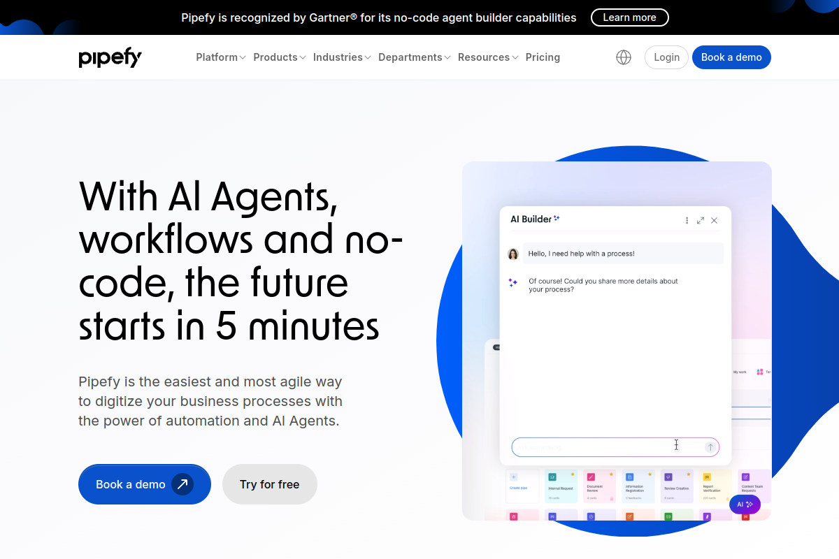 Screenshot of the Pipefy website
