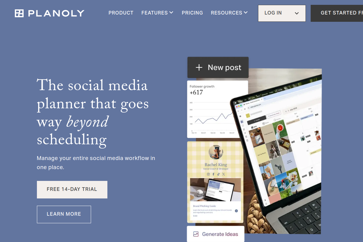 Screenshot of the Planoly website