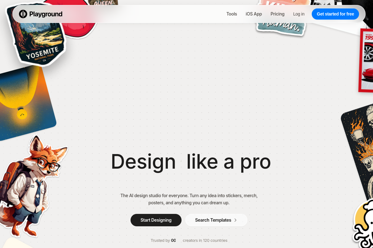 Screenshot of the Playground AI website