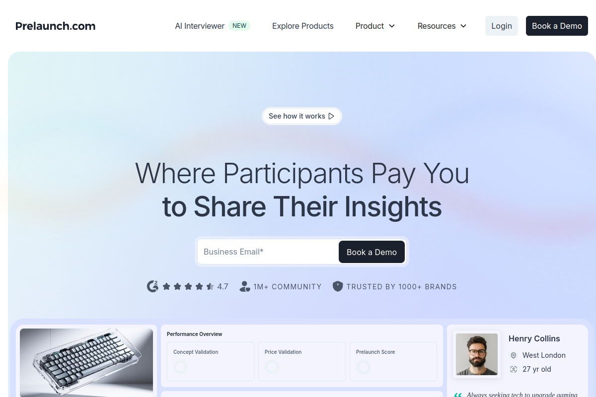 Screenshot of the Prelaunch website