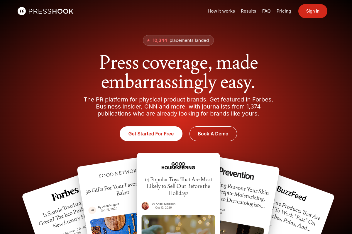 Screenshot of the AI Press Release Generator website