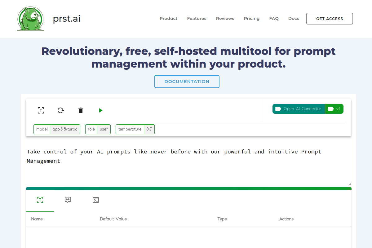 Screenshot of the PRST.ai website