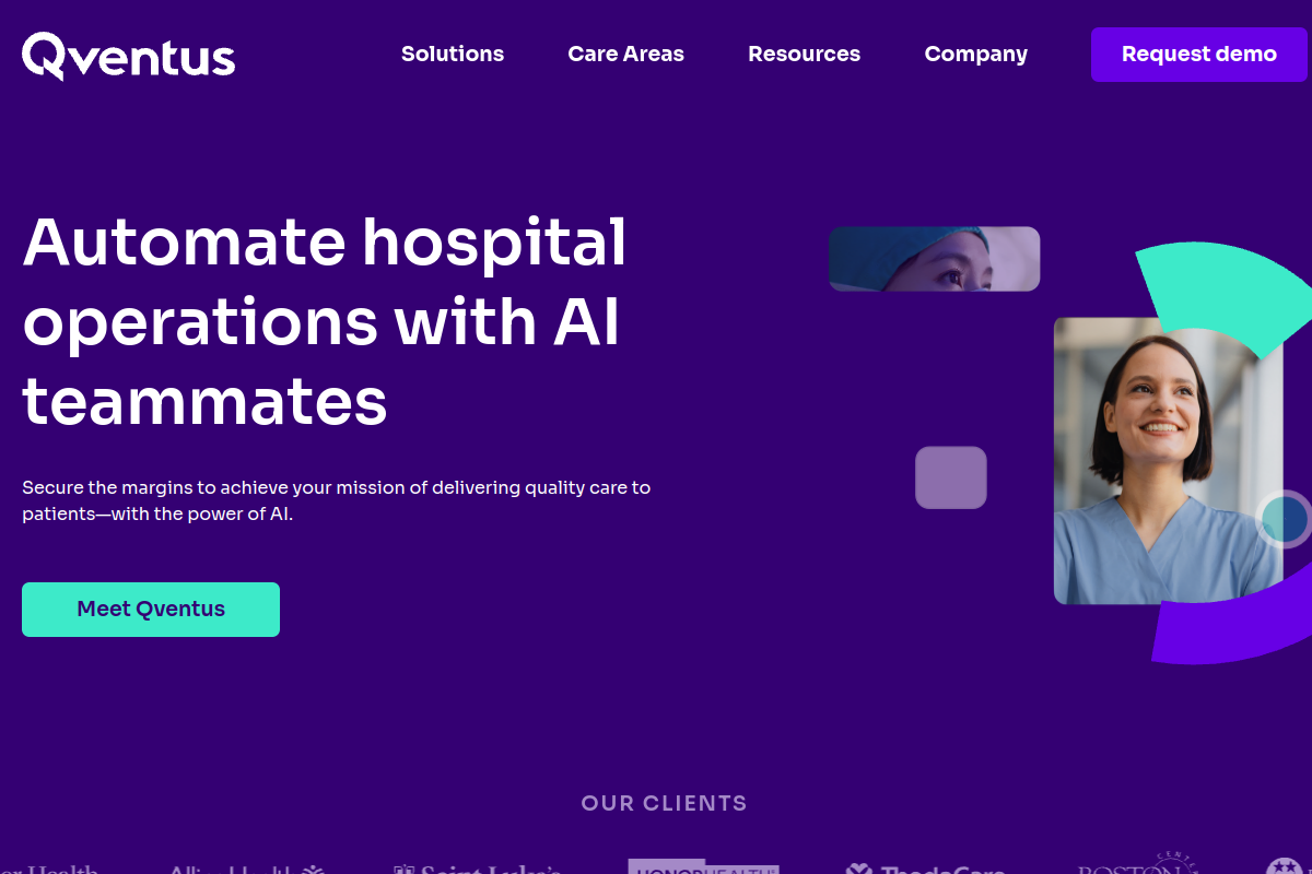 Screenshot of the Qventus website