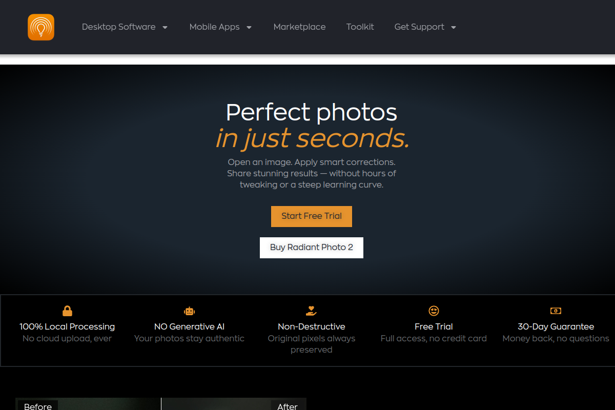 Screenshot of the Radiant Imaging Labs website