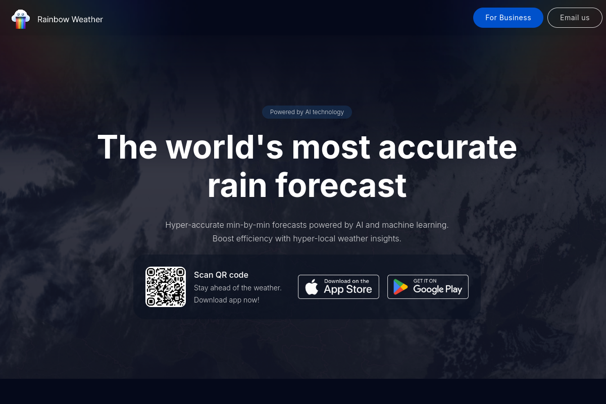 Screenshot of the Rainbow website