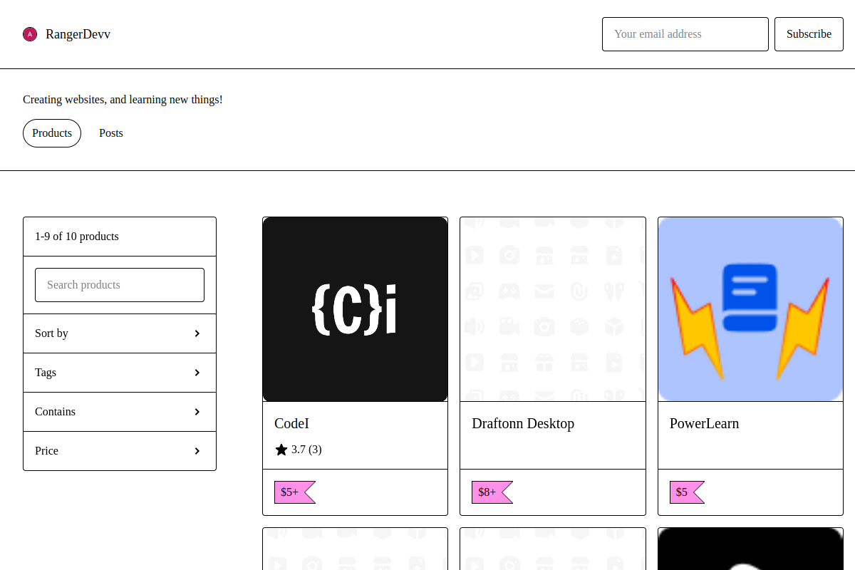 Screenshot of the Codel website