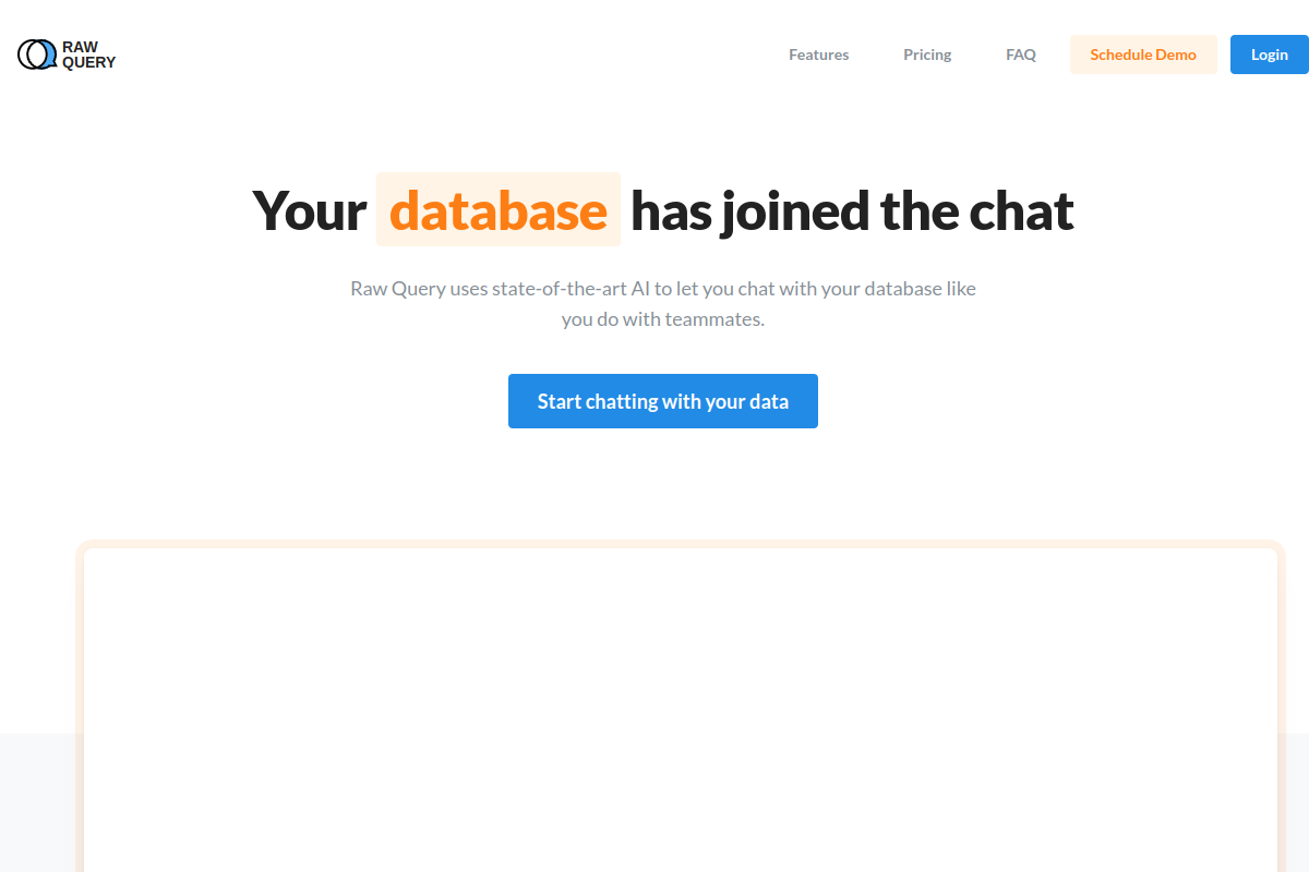 Screenshot of the Raw Query website