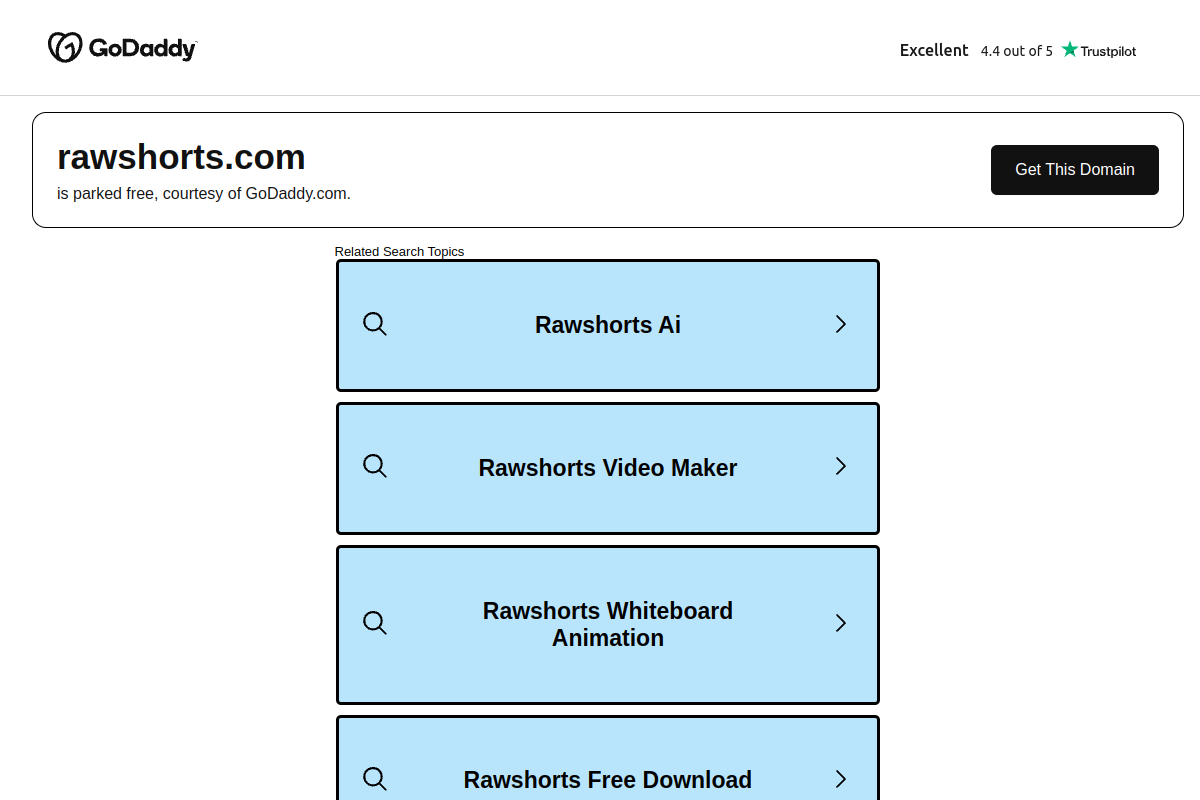 Screenshot of the Raw Shorts website