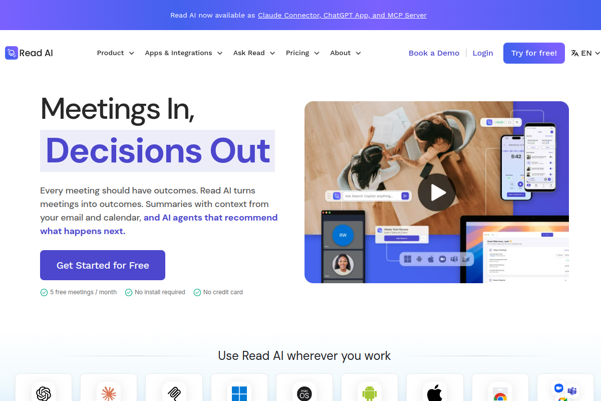 Screenshot of the Read Highlights website