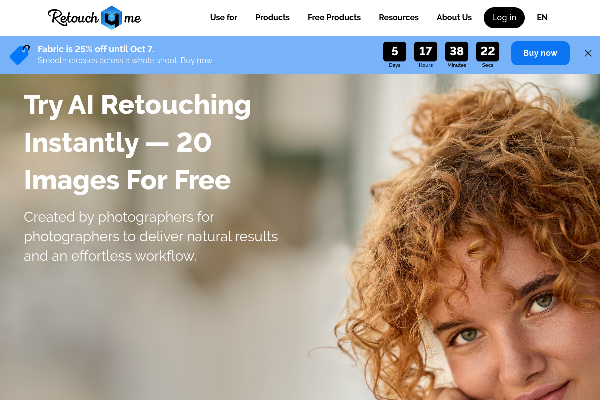 Screenshot of the Retouch4me website