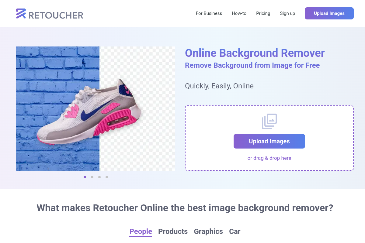 Screenshot of the Retoucher website