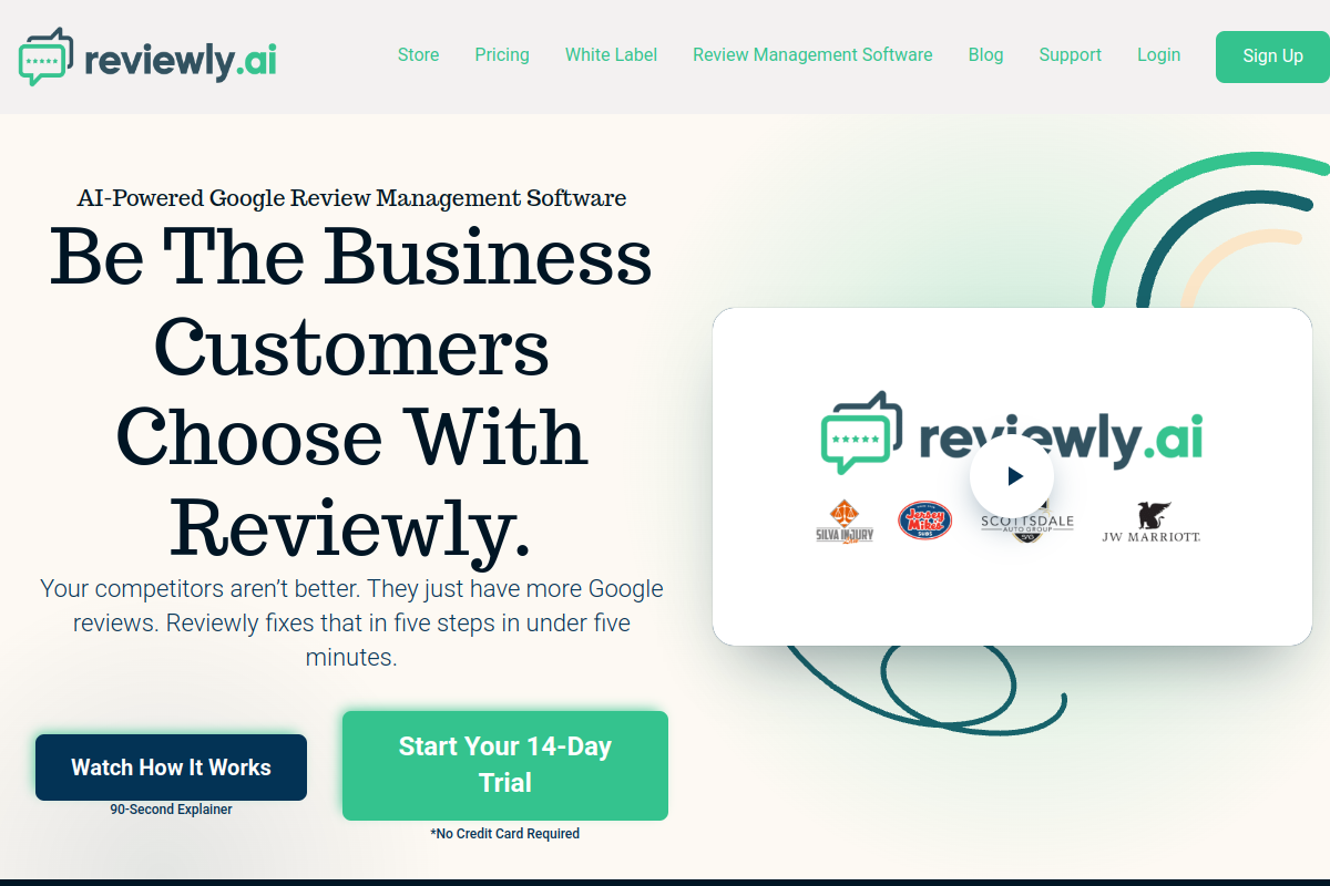 Screenshot of the Reviewly.ai website