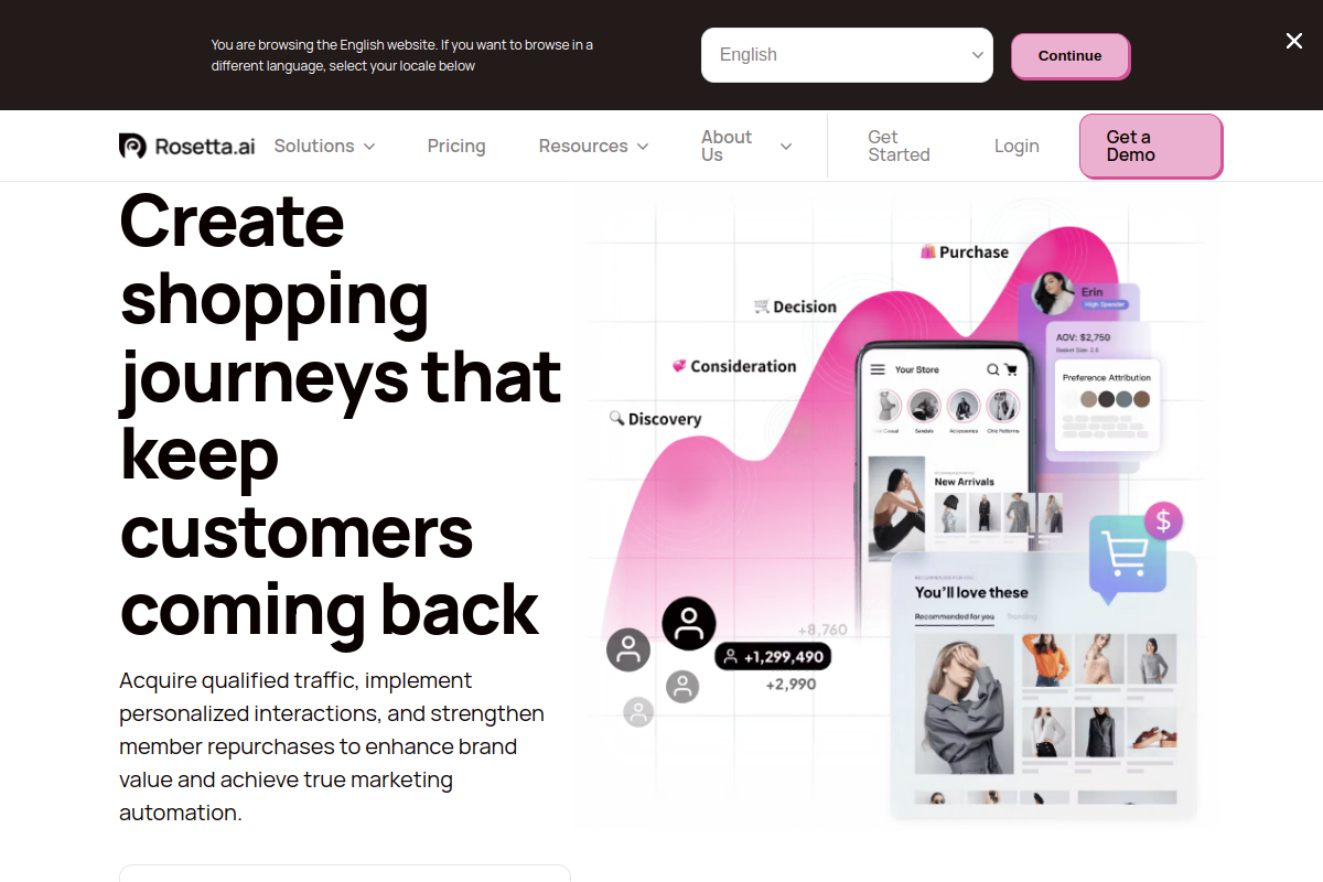 Screenshot of the Rosetta website