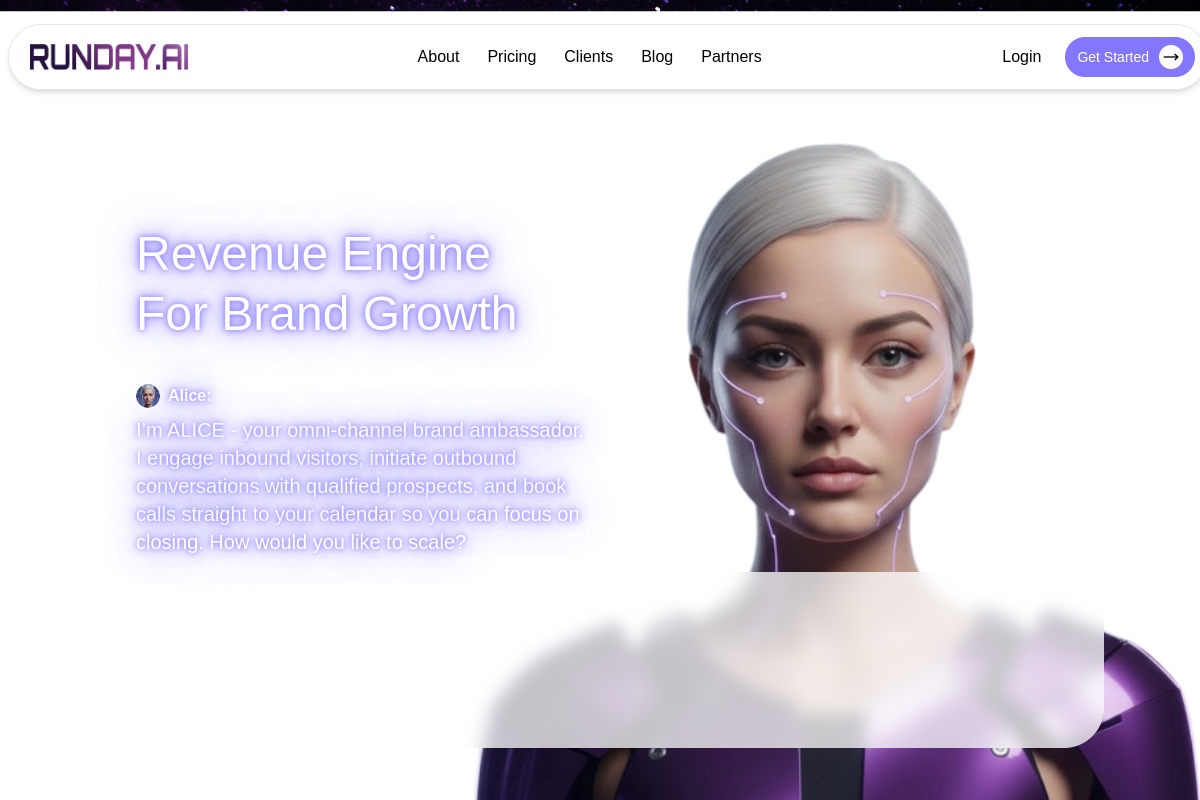 Screenshot of the Runday website
