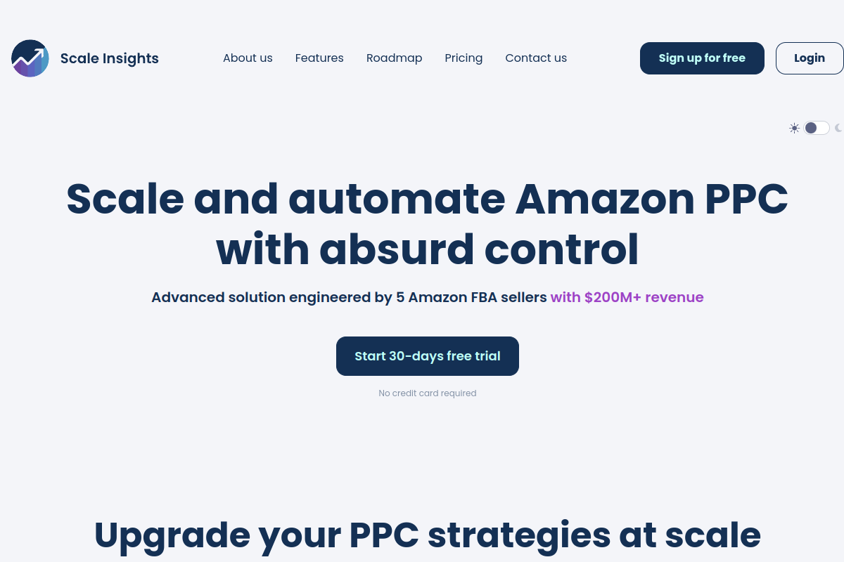 Screenshot of the Scale Insights website