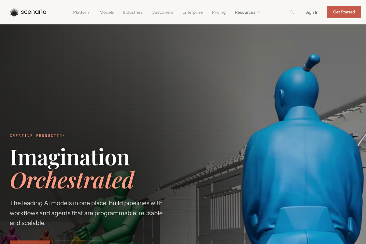 Screenshot of the Scenario website
