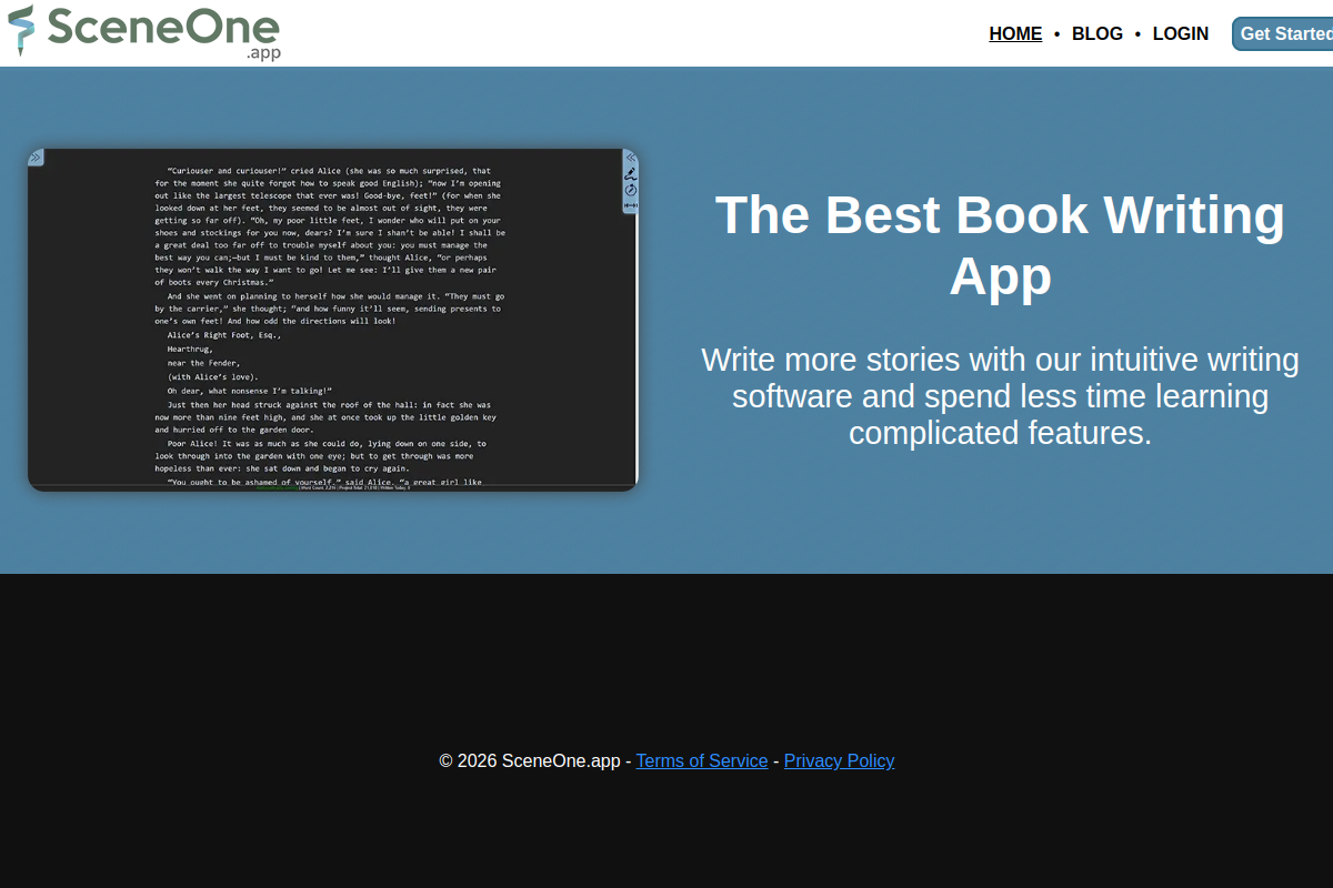 Screenshot of the Scene One website