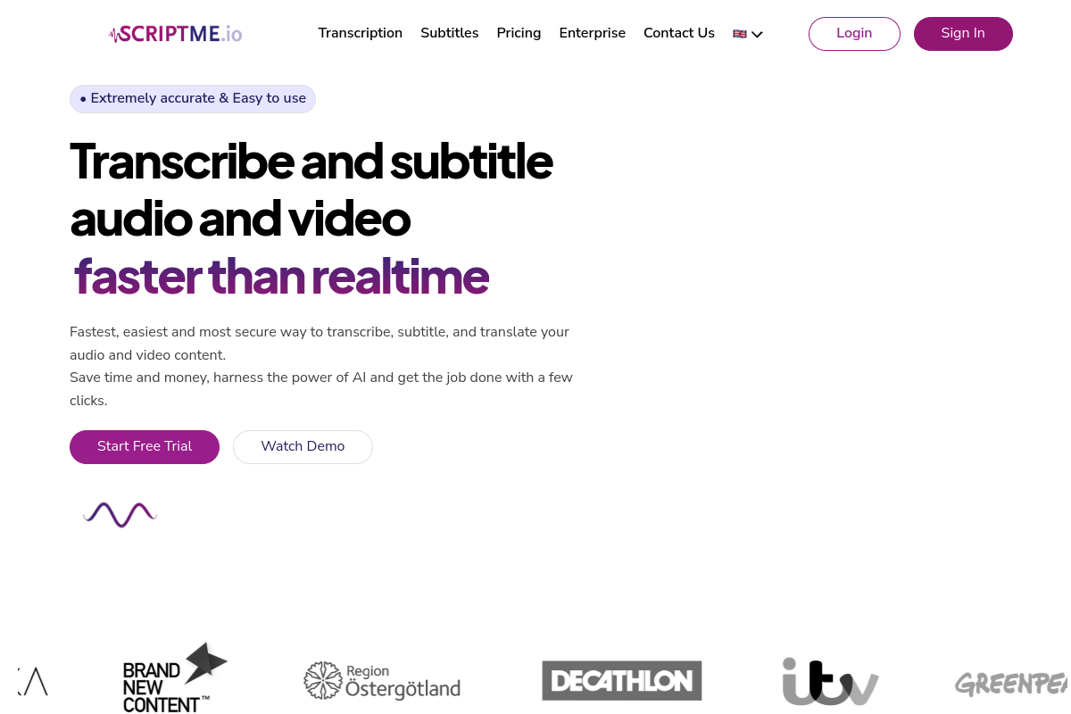 Screenshot of the ScriptMe website