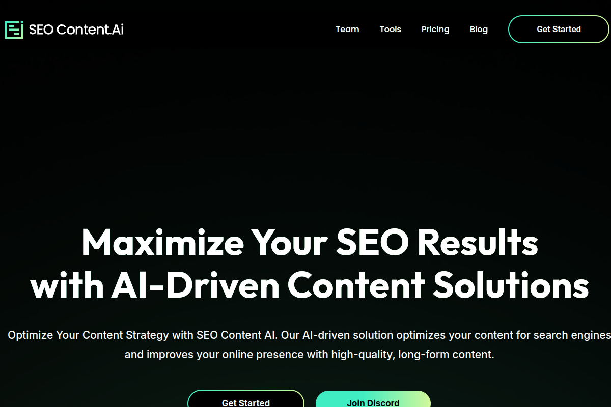 Screenshot of the SEO Content AI website
