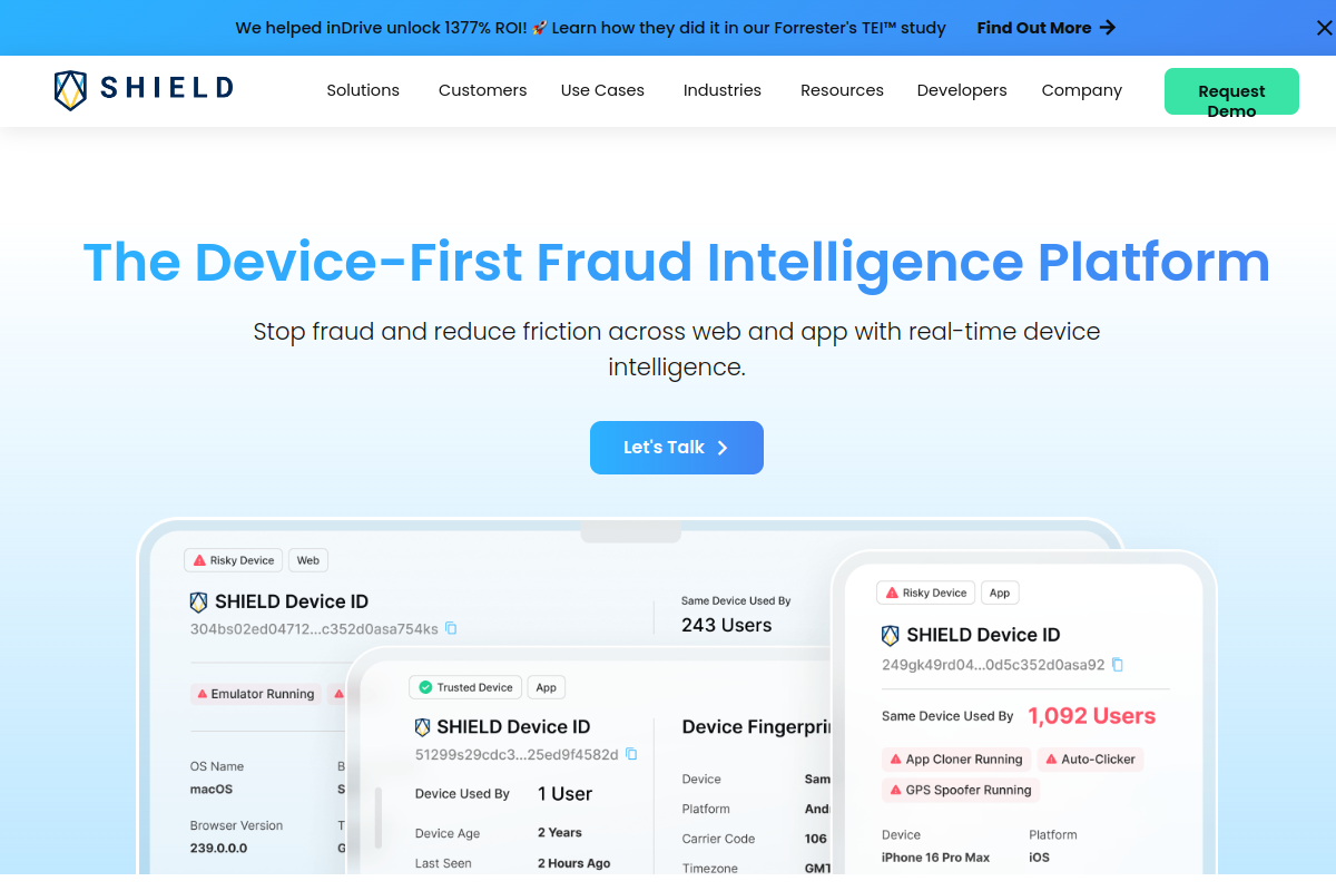 Screenshot of the SHIELD website