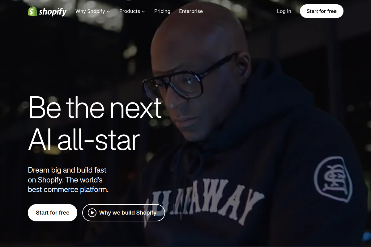 Screenshot of the Shopify AI website