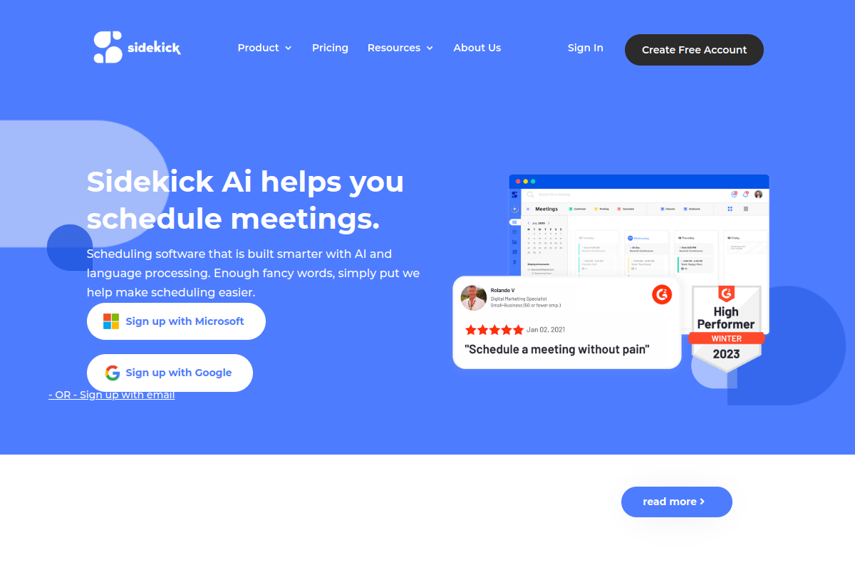 Screenshot of the Sidekick.com website