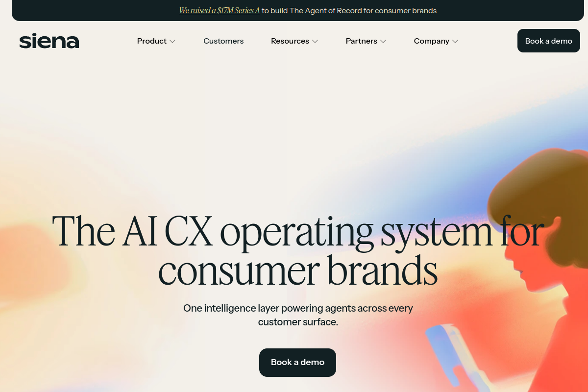 Screenshot of the Siena CX website