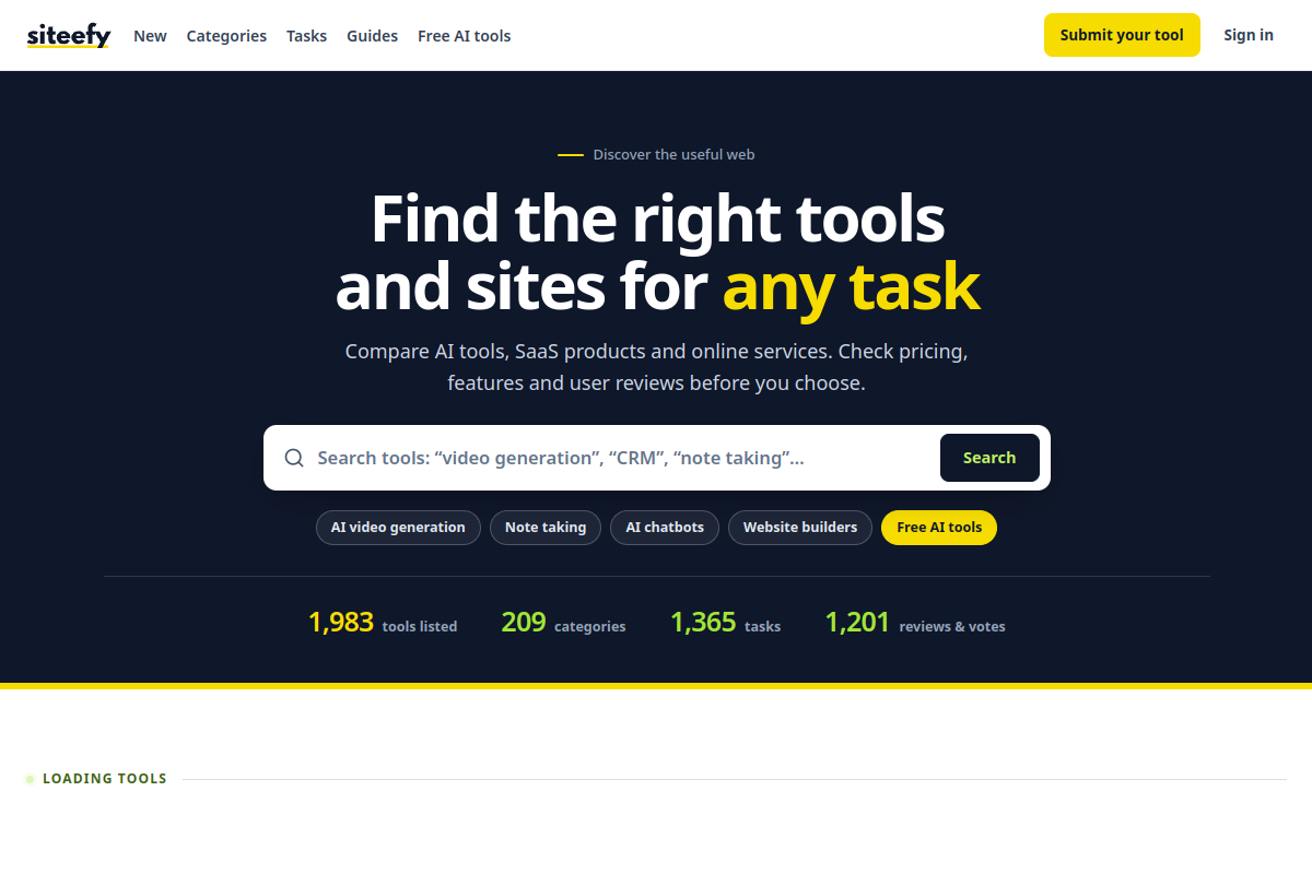Screenshot of the Siteefy business names website