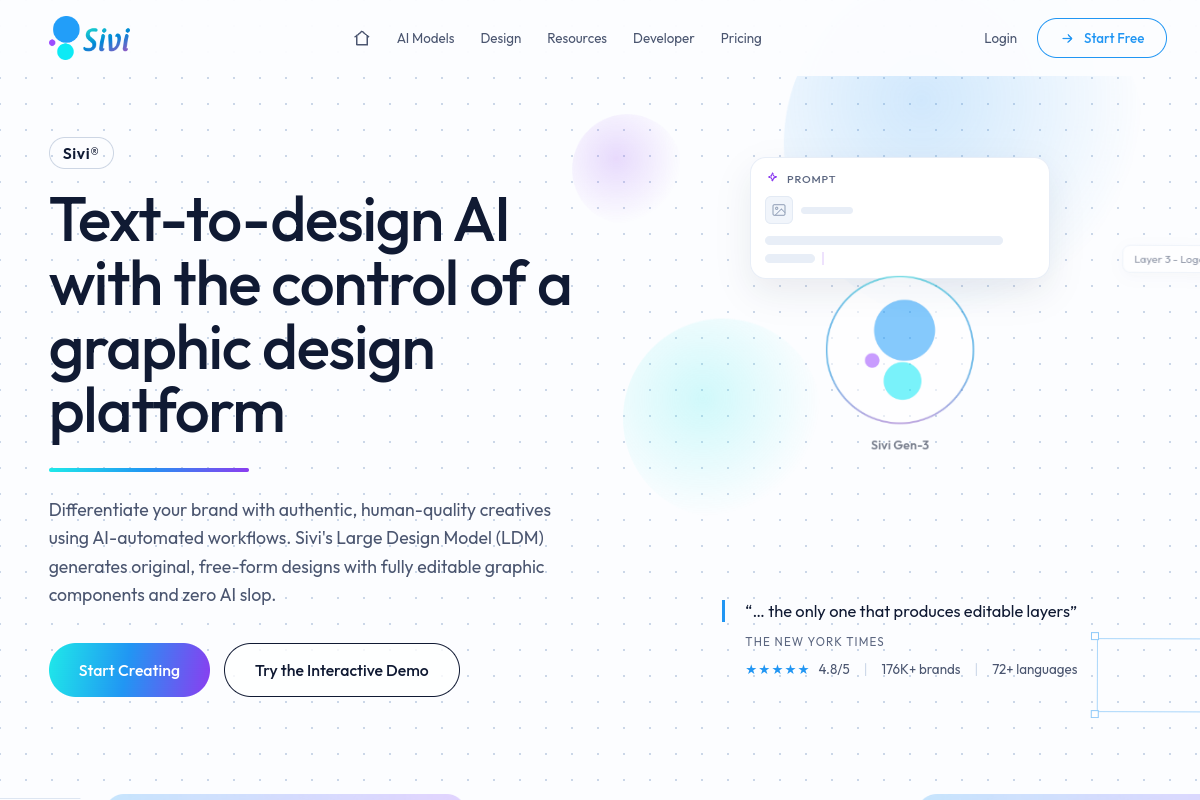 Screenshot of the Sivi website