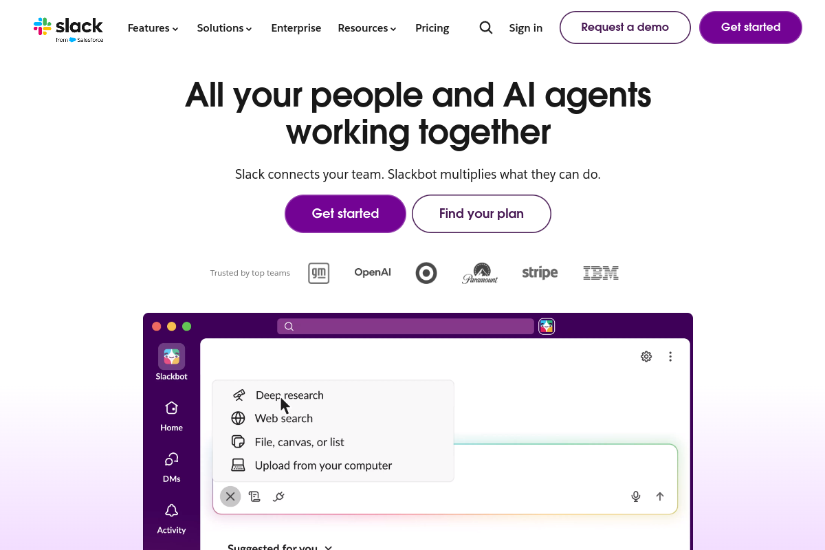 Screenshot of the Slack GPT website